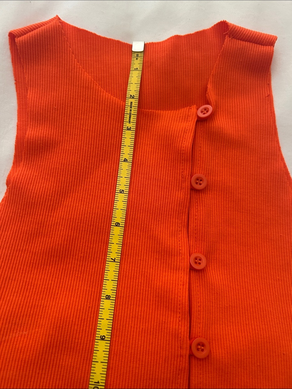 Bright Orange Ribbed Button-Front crop Tank - Picture 5 of 6